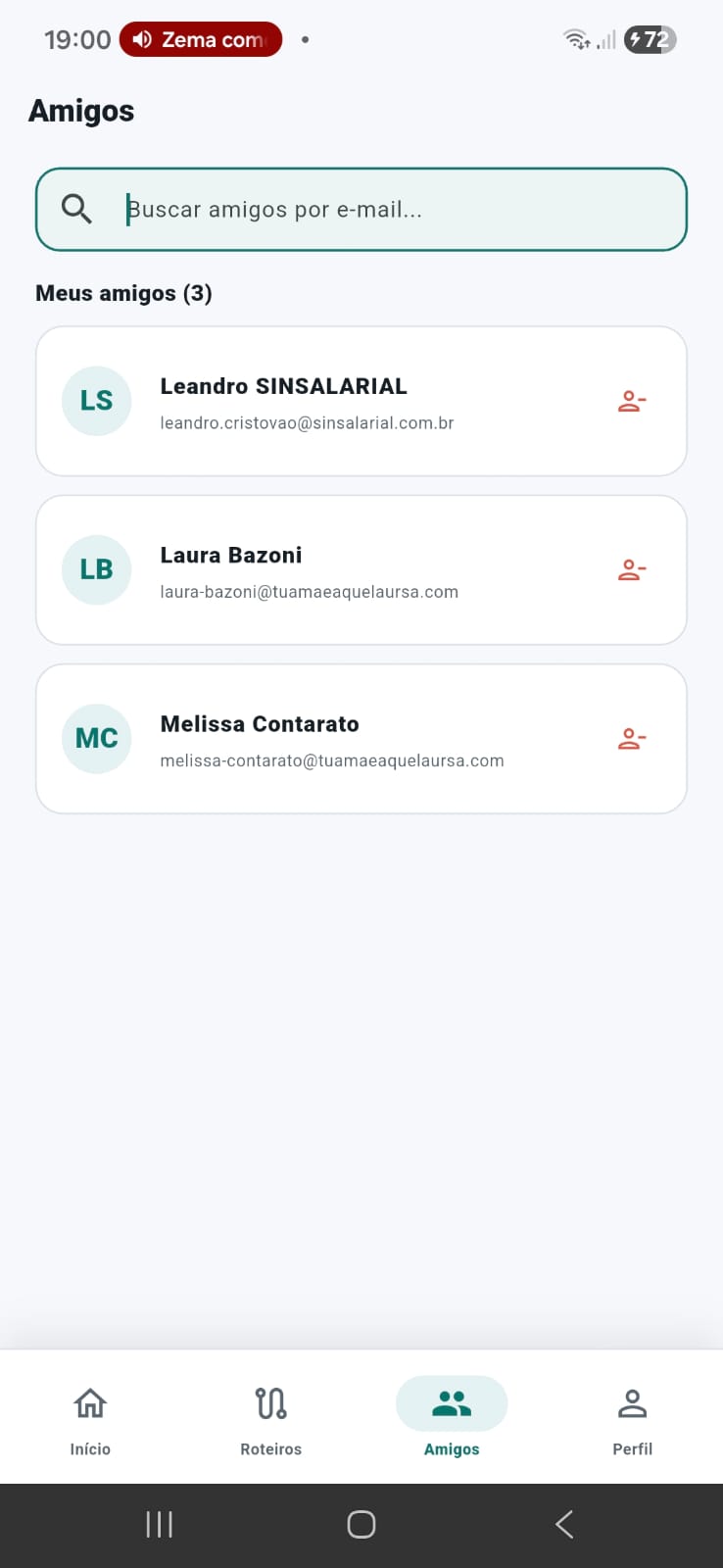 Tela de amigos no aplicativo I.Ara 360