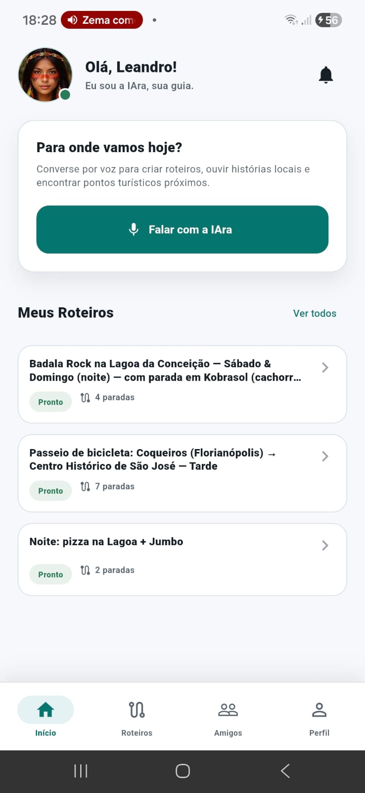 Tela inicial do aplicativo I.Ara 360